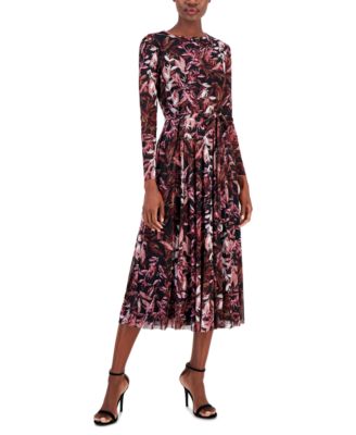 Anne Klein Women s Floral Print Mesh Midi Dress Macy s