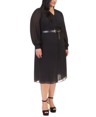 Michael Kors - Plus Size Belted Button-Up Kate Dress