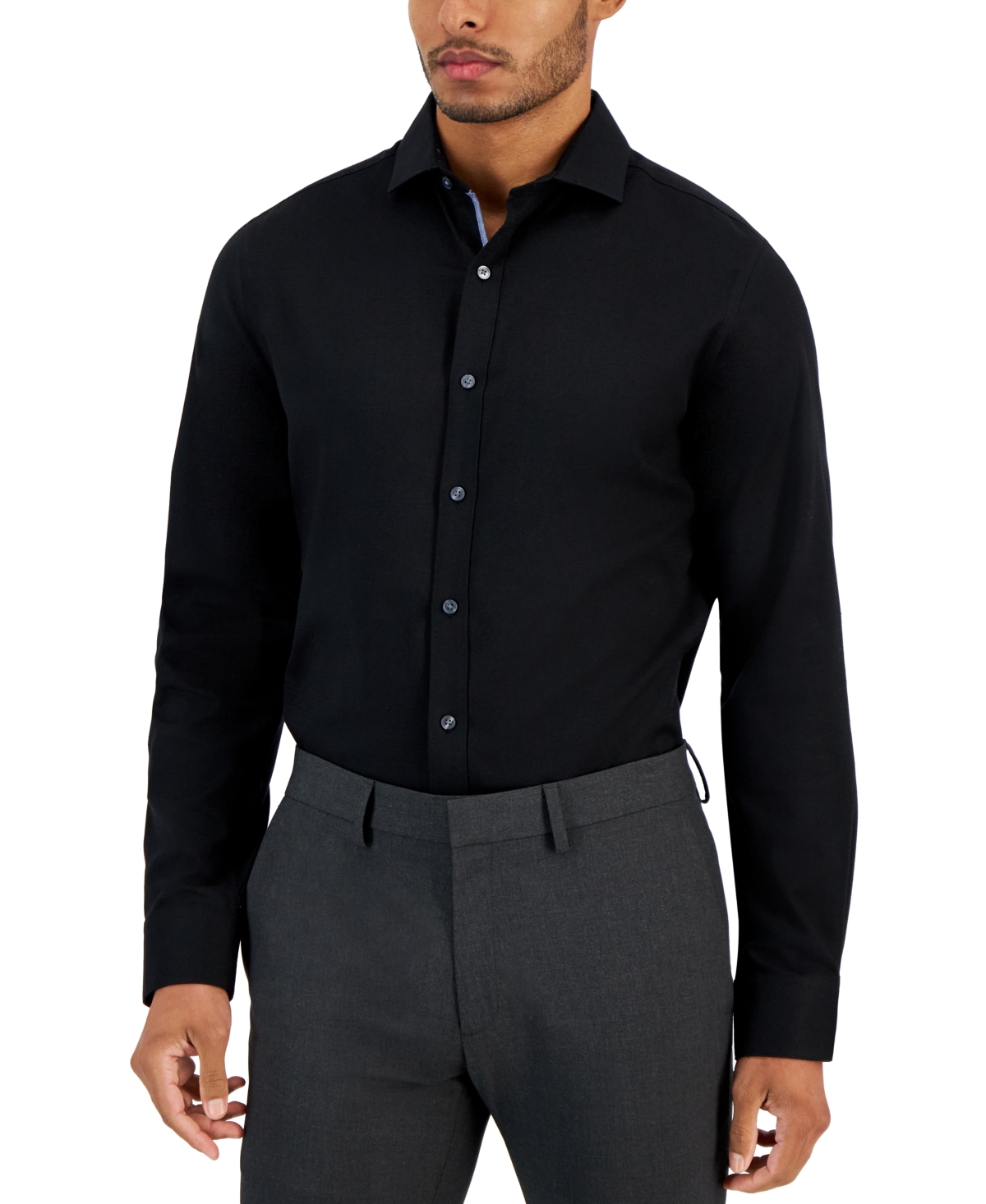 Bar Iii Men's Slim-fit Diamond Dobby Dress Shirt, Created For Macy's In Black