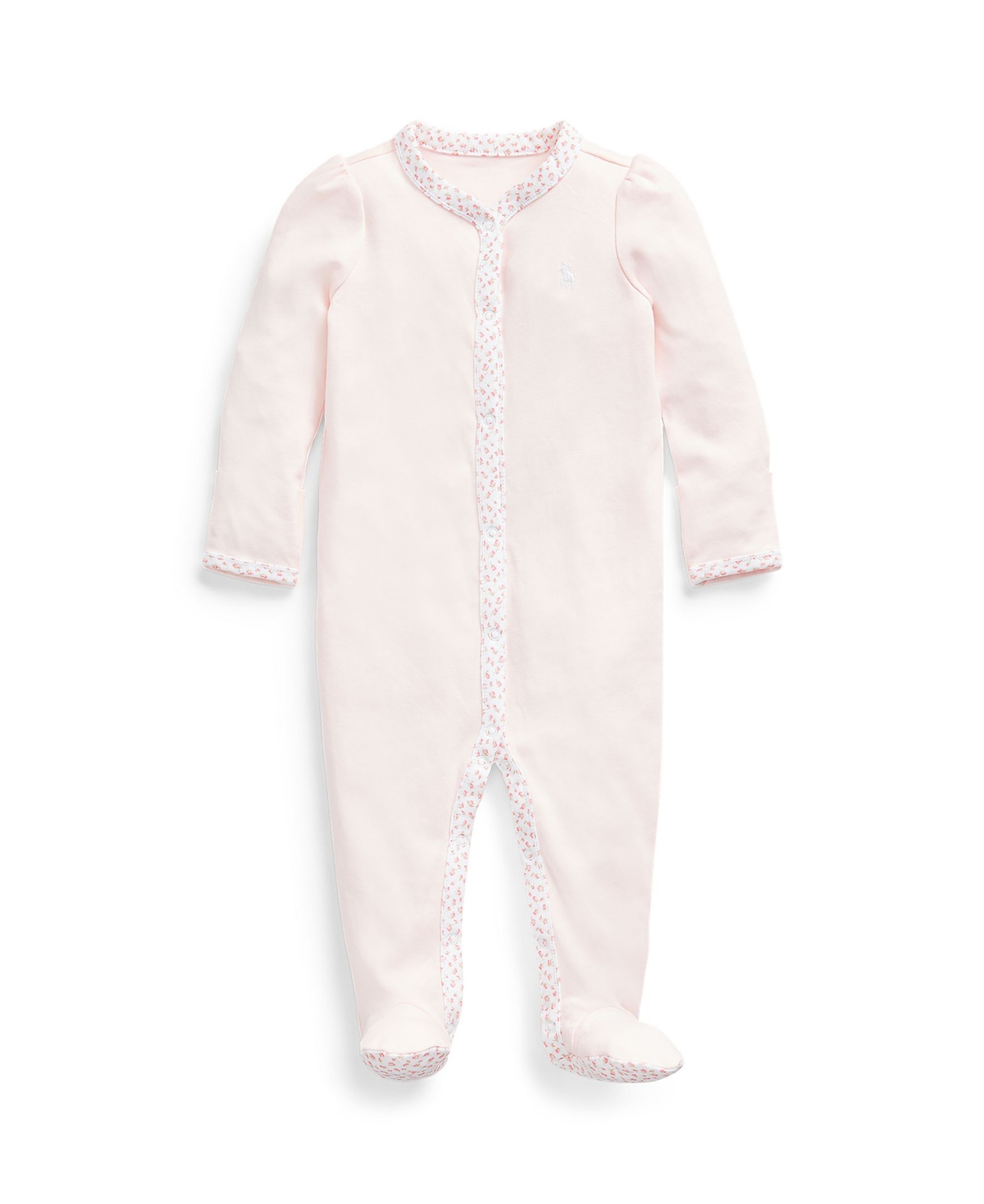 Polo Ralph Lauren Baby Girls Cotton Floral Trim Coverall In Delicate Pink