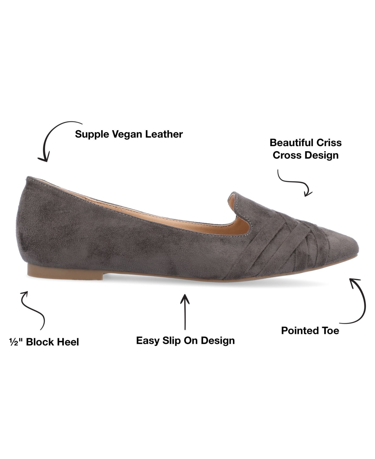 Journee Collection Journee Mindee Crisscross Toe Flat In Steel Gray