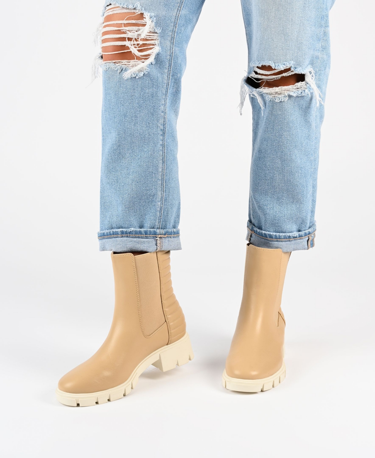 Journee Collection Women's Tatiana Pull On Stretch Gore Lug Sole Booties