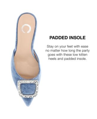 Women's Rishie Ornamented Kitten Heel Velvet Slip On Pumps