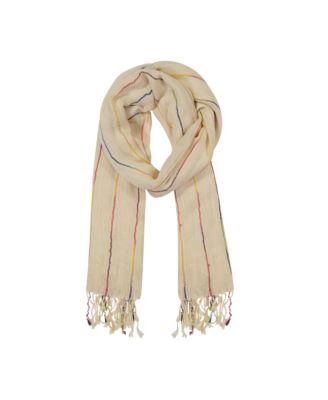 Women's Lightweight Slub Rainbow Striped Fringe Scarf