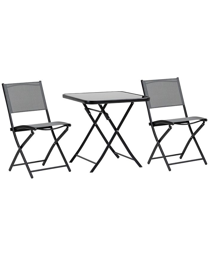 Outsunny 3-Piece White Aluminium Garden Set With Floral Design, 2 Outdoor Chairs 45x42x85.5 Cm And Round Coffee Table 61x66.5 Cm