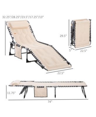 Outdoor Padded Folding Chaise Lounge Chair with Reclining,