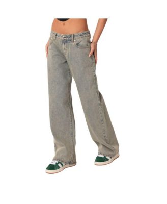 Women's Magda Acid Wash Low Rise Baggy Jeans