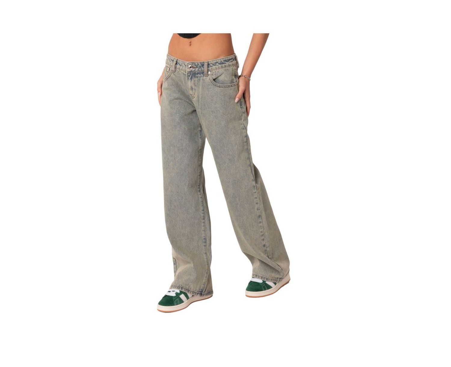 Women's Magda Acid Wash Low Rise Baggy Jeans