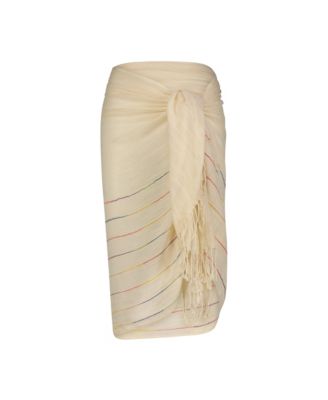 Women's Lightweight Slub Rainbow Striped Fringe Scarf