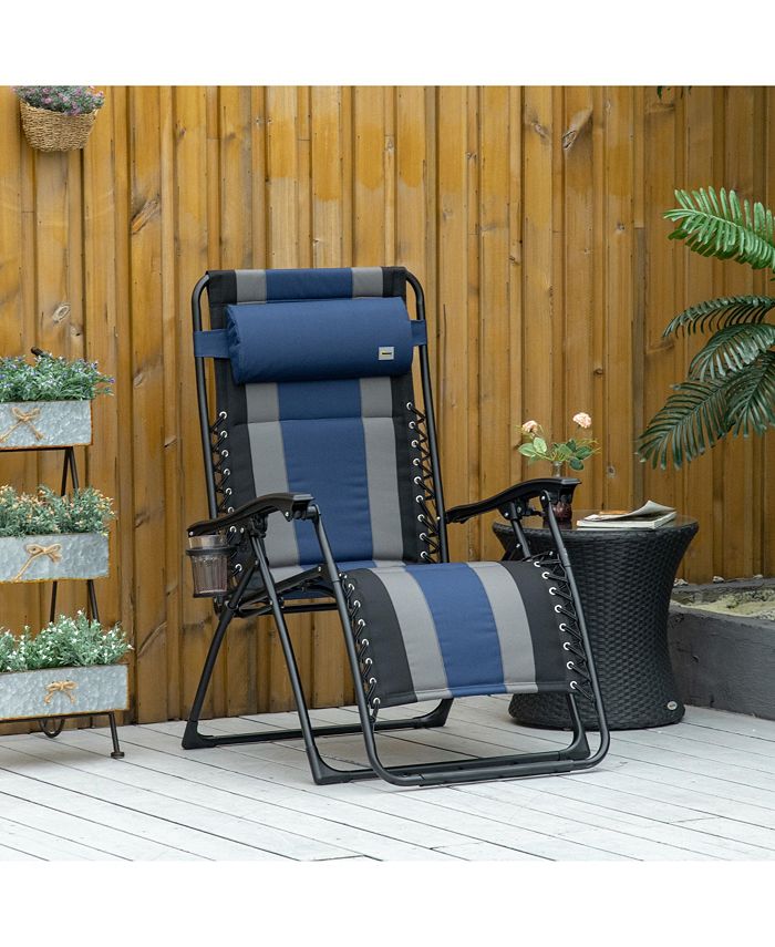 Outsunny XL Oversize Zero Gravity Recliner, Padded Patio Lounger Chair