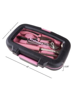 15-Piece Household Hand Tool Set with Carry Case &amp;acirc;€“ Tool Kit with Screwdrivers, Pliers, and Wrenches &amp;acirc;€“ Great for Home or Car by (Pink)