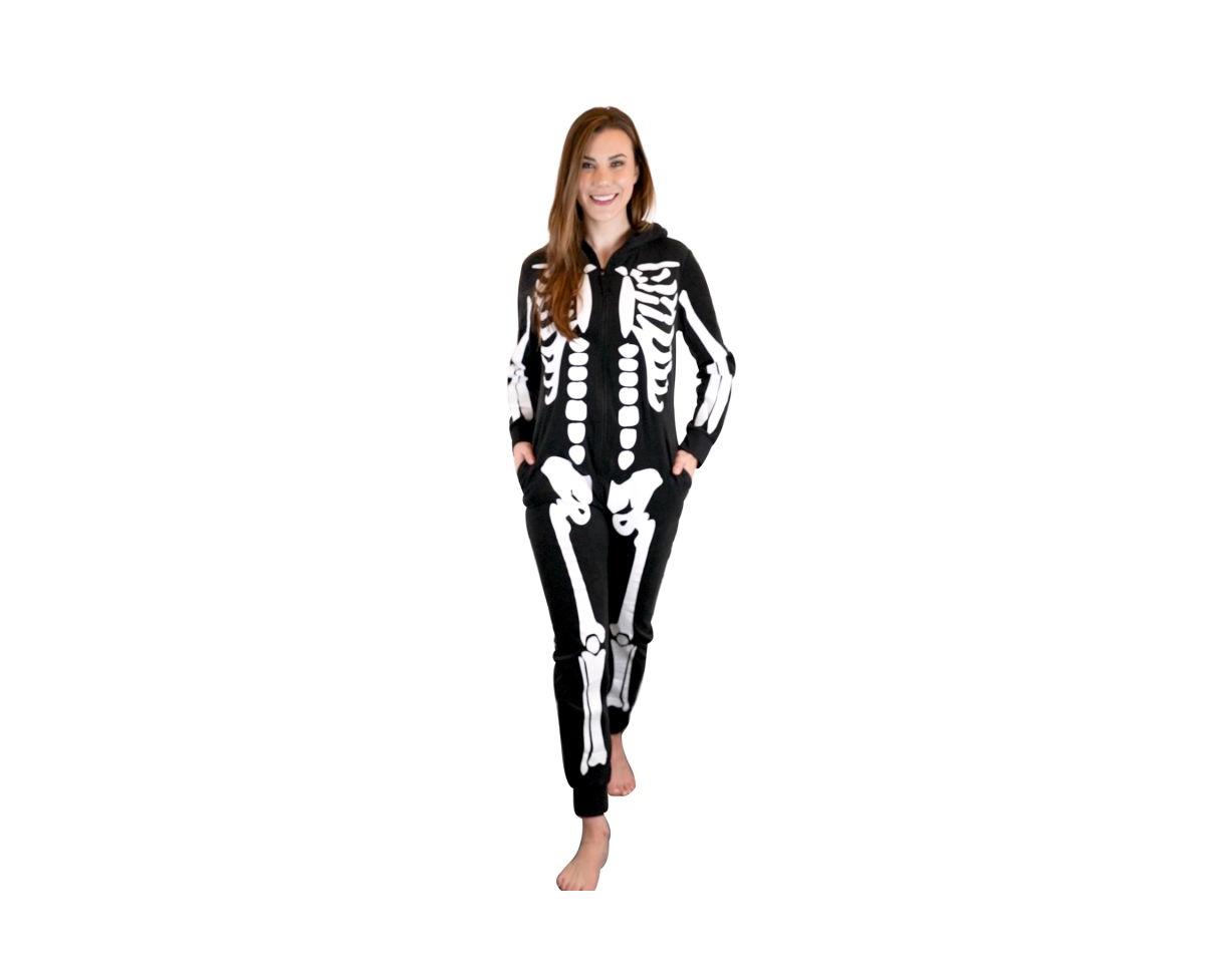Women's Novelty Fleece Onesie - Skeleton