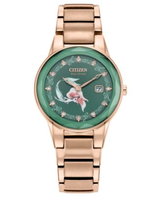 Eco-Drive Women's Disney Princess Ariel Rose Gold-Tone Stainless Steel Bracelet Watch 30mm Gift Set