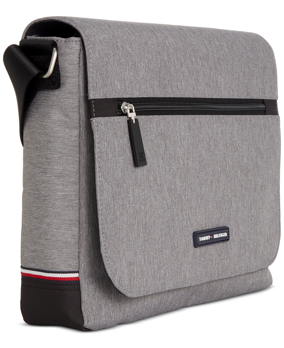 Shop Tommy Hilfiger Men's Melange Logo Messenger Bag In Gray