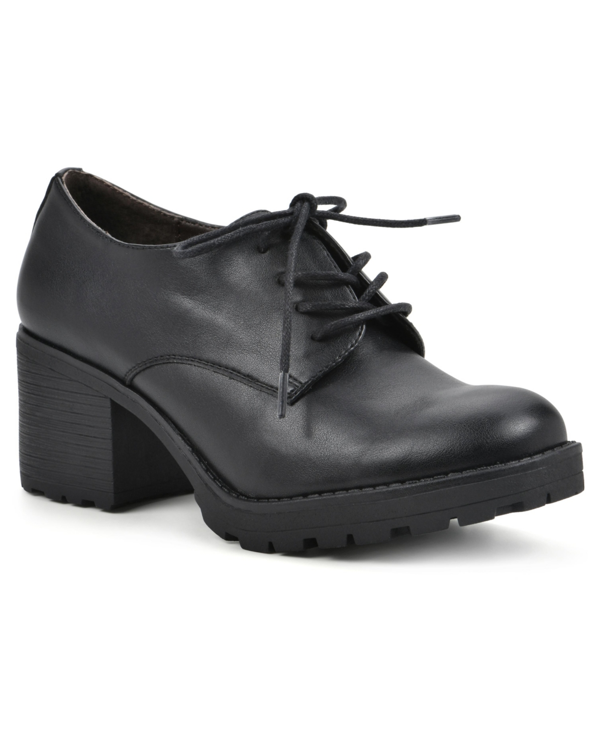 Women's Bourbons Heeled Oxford Loafers - Black Smooth