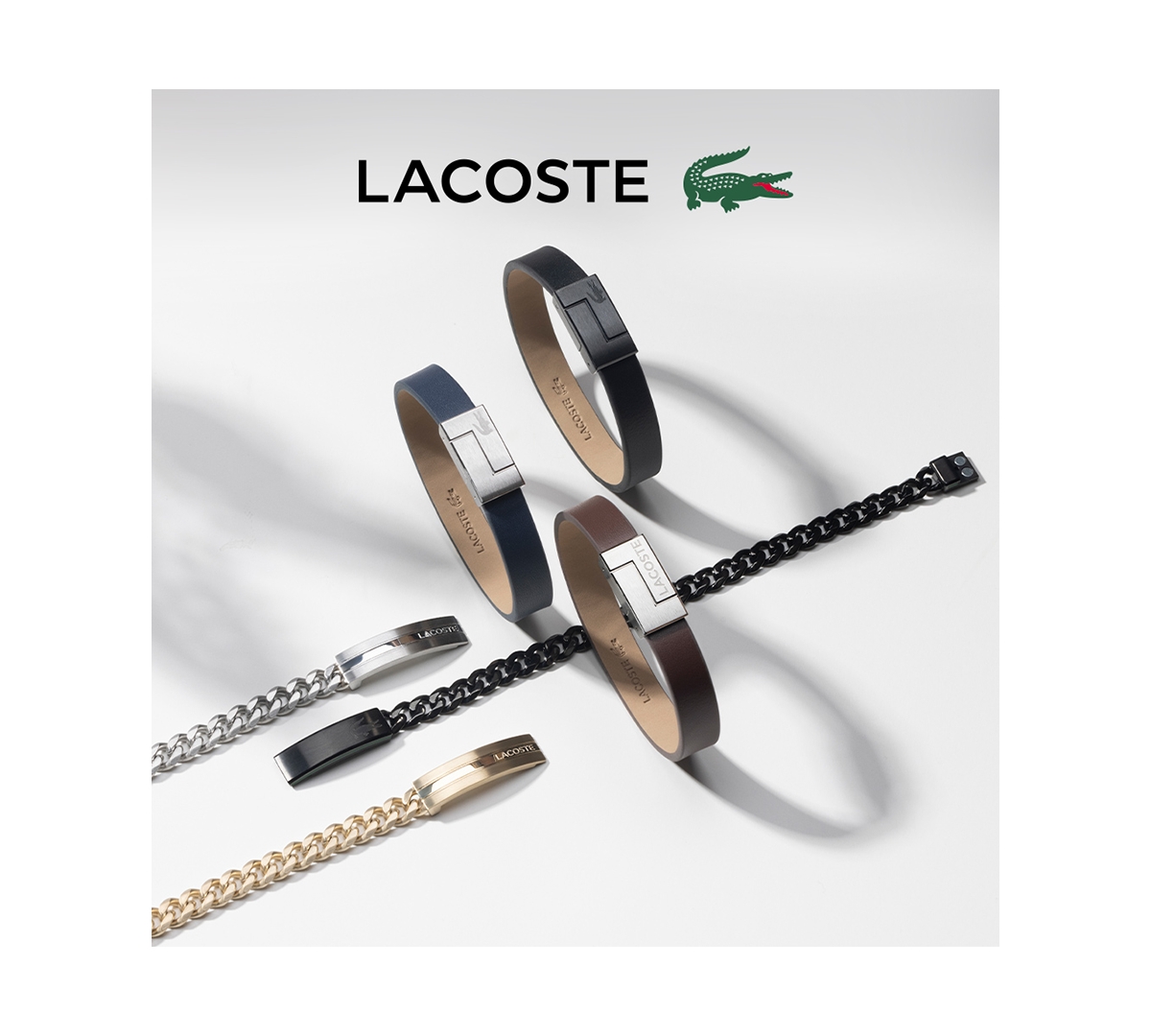 Shop Lacoste Men's Box Chain Bracelet In Black