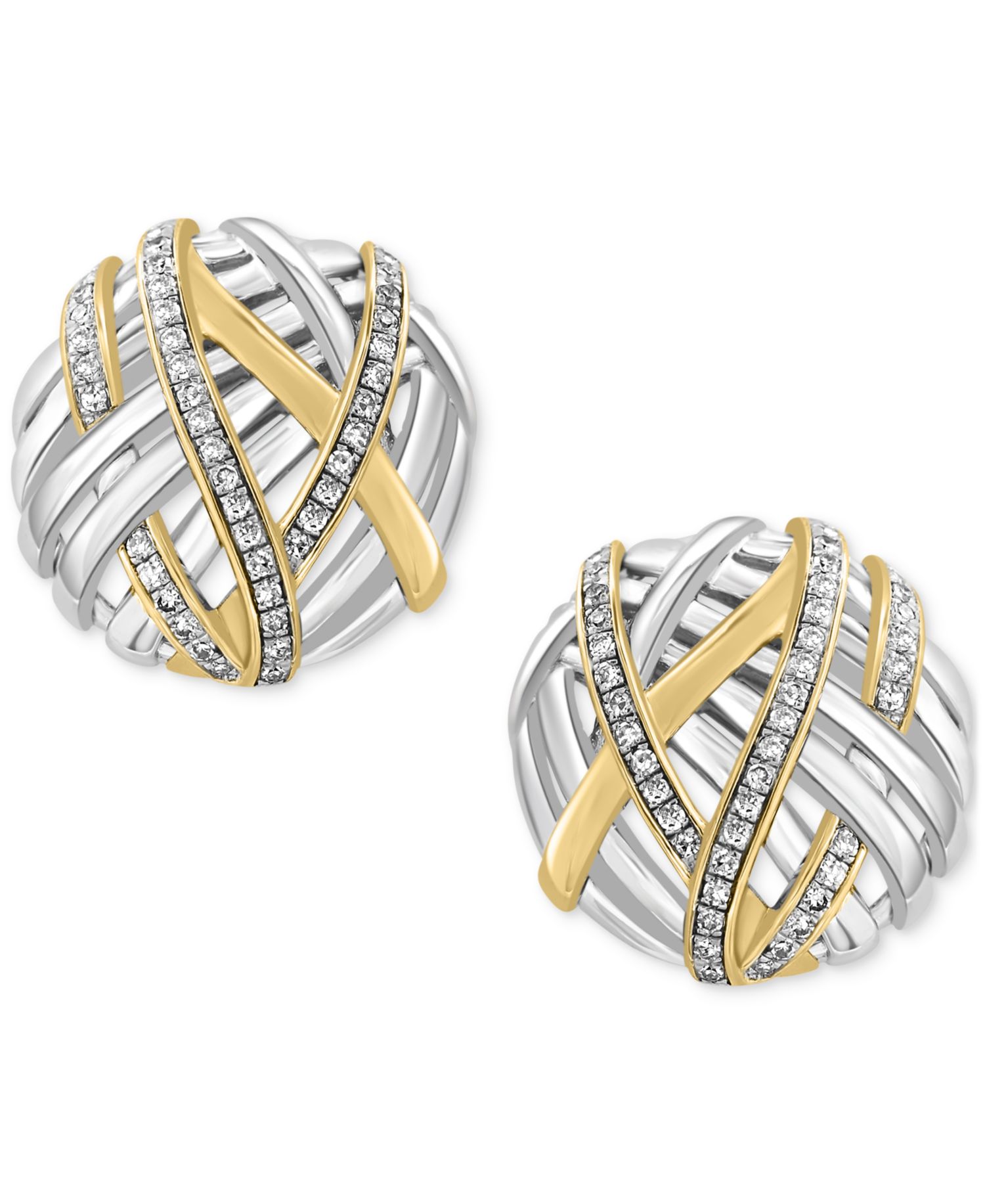 EFFY® Diamond Intertwining Stud Earrings (1/3 ct. t.w.) in Sterling Silver & 14k Gold-Plate