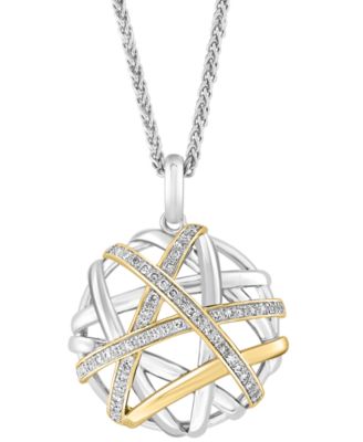 EFFY&reg; Diamond Intertwining 18" Pendant Necklace (1/4 ct. t.w.) in Sterling Silver & 14k Gold-Plate