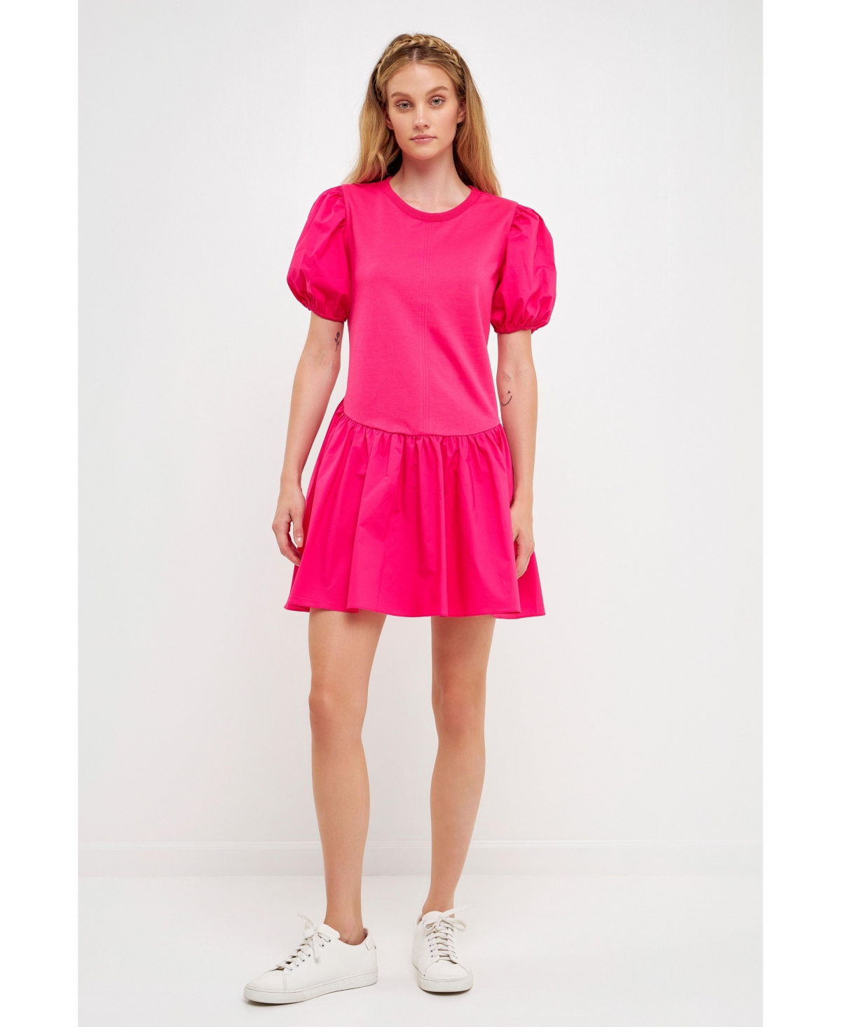 English Factory Women's Mixed Media Babydoll Dress