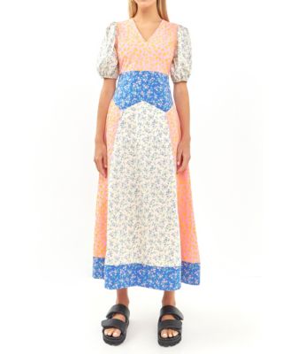 chinese dress ladies English Factory Floral Print Maxi Dress Taupe XS at Amazon Women's Clothing  store