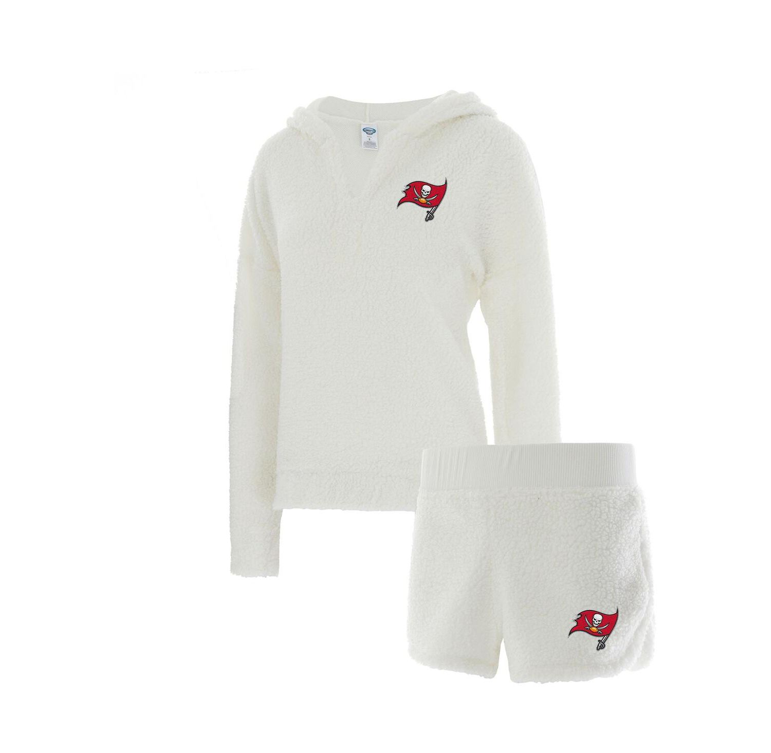 Women's Cream Tampa Bay Buccaneers Fluffy Hoodie Top and Shorts Set