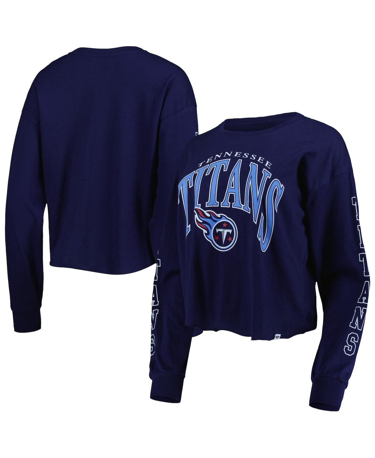 47 Brand Women's ' Navy Tennessee Titans Skyler Parkway Cropped Long Sleeve T-shirt