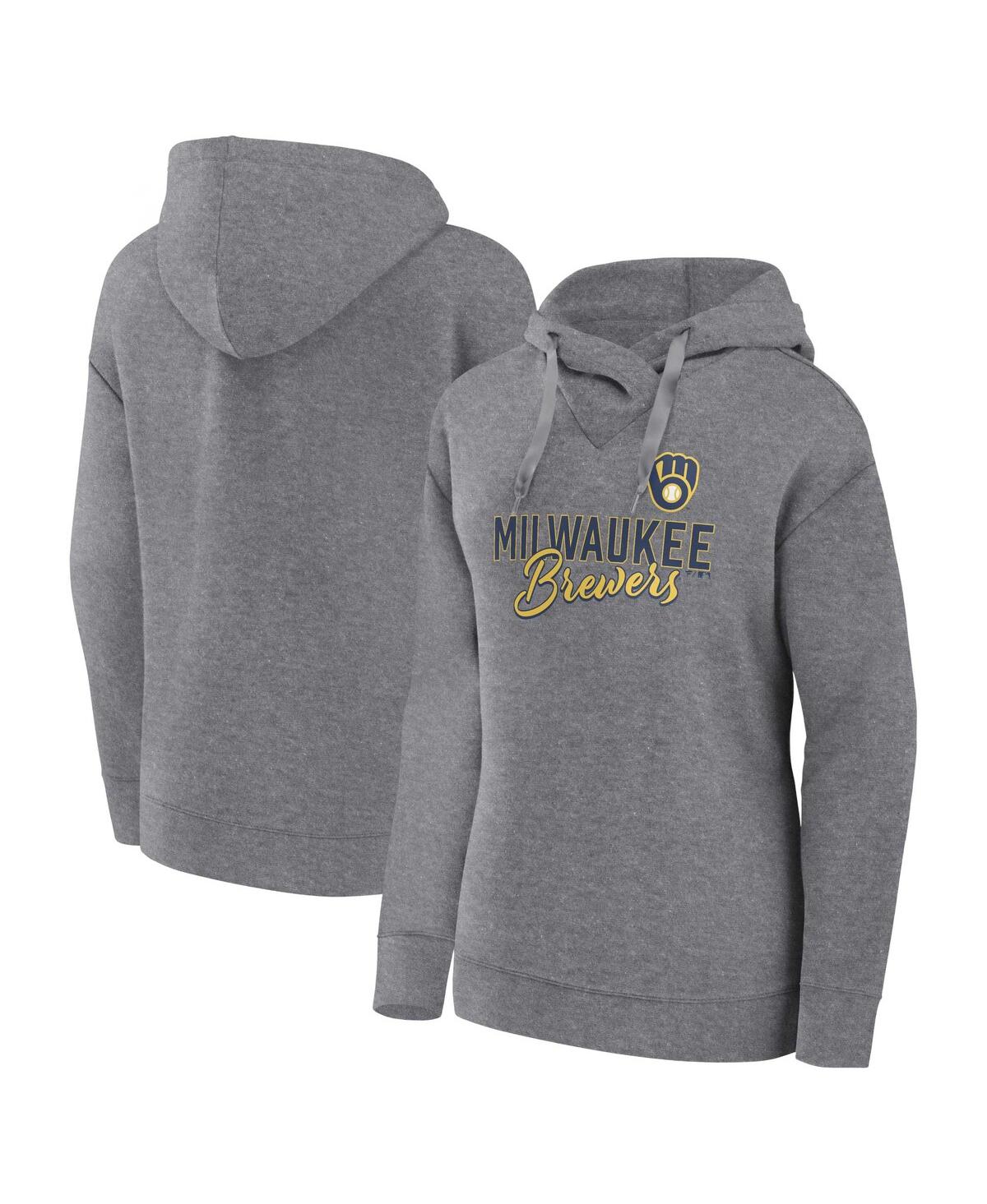 PROFILE WOMEN'S PROFILE HEATHER GRAY MILWAUKEE BREWERS PLUS SIZE PULLOVER HOODIE