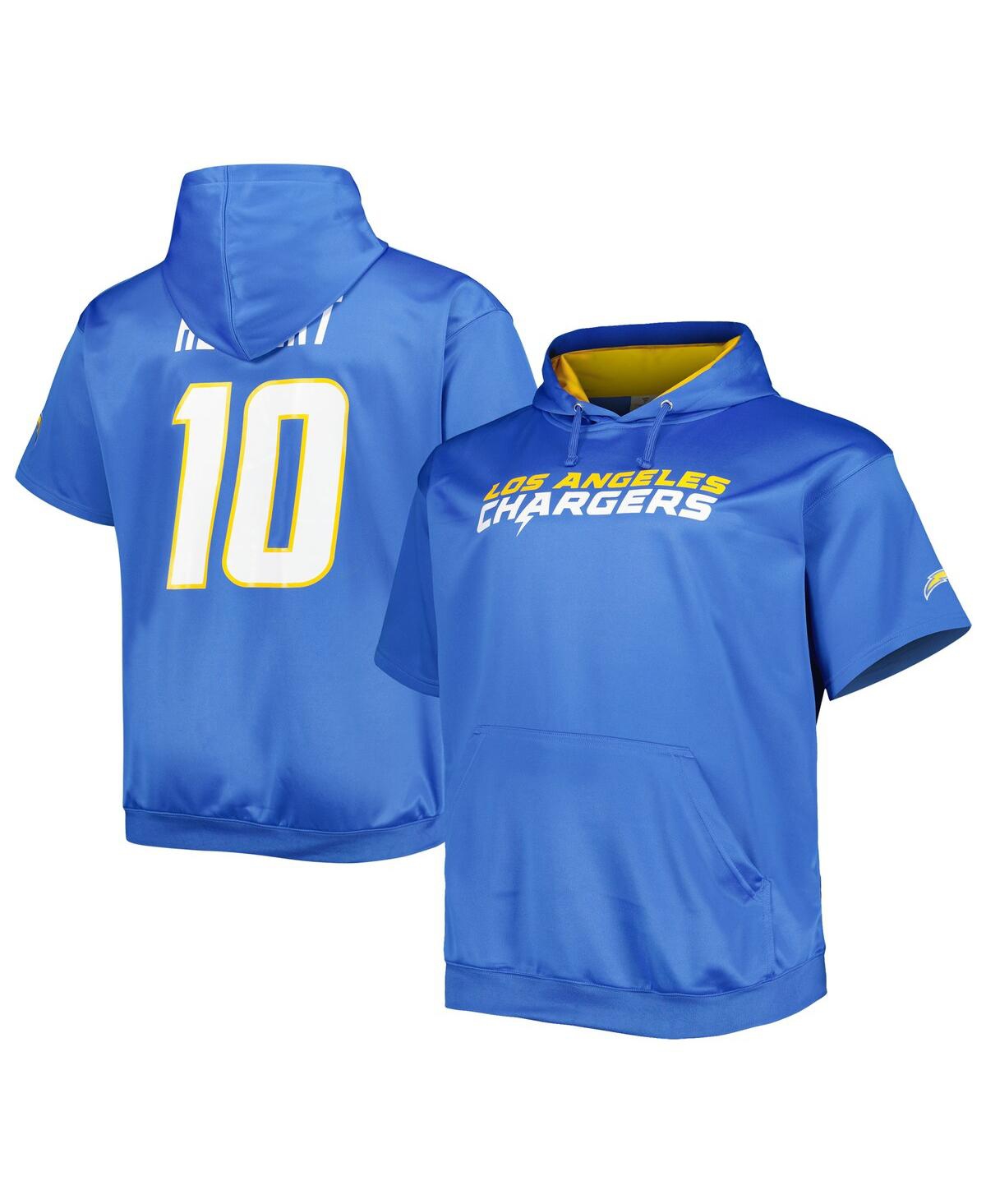 Shop Profile Men's Justin Herbert Powder Blue Los Angeles Chargers Big And Tall Short Sleeve Pullover Hoodie