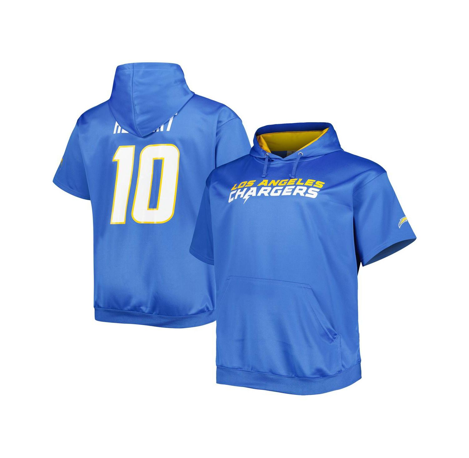Men's Justin Herbert Powder Blue Los Angeles Chargers Big and Tall Short Sleeve Pullover Hoodie