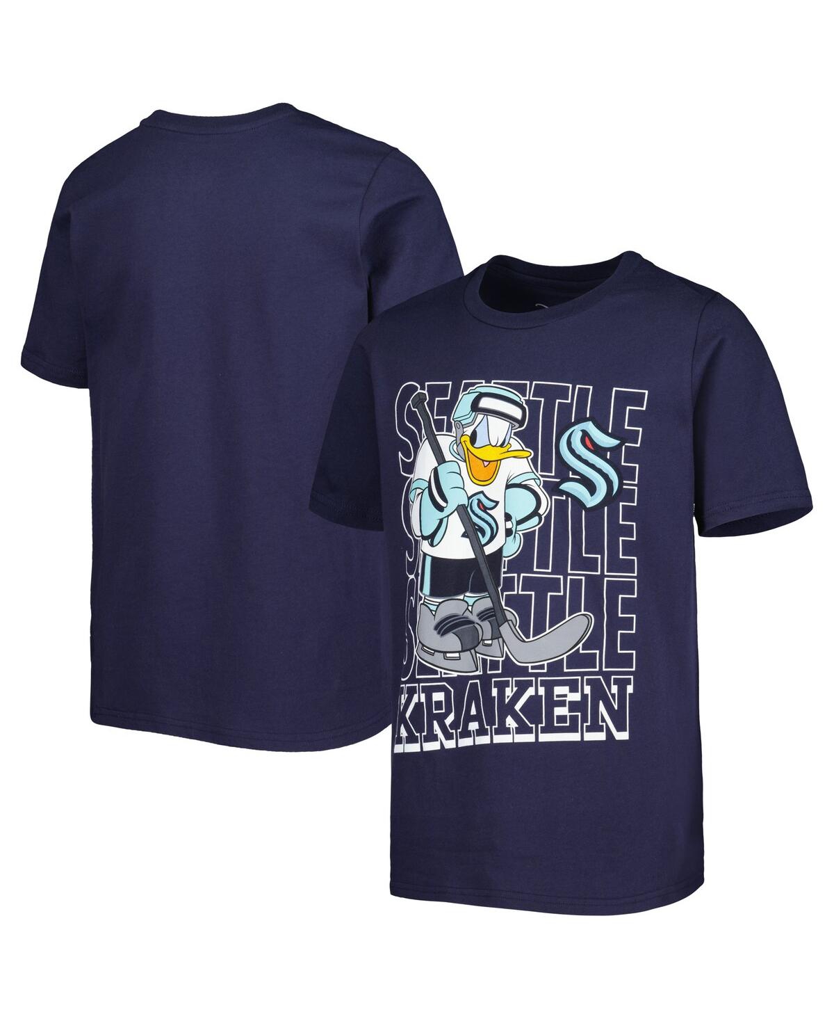 Shop Outerstuff Big Boys Deep Sea Blue Seattle Kraken Disney Donald Duck Three-peat T-shirt