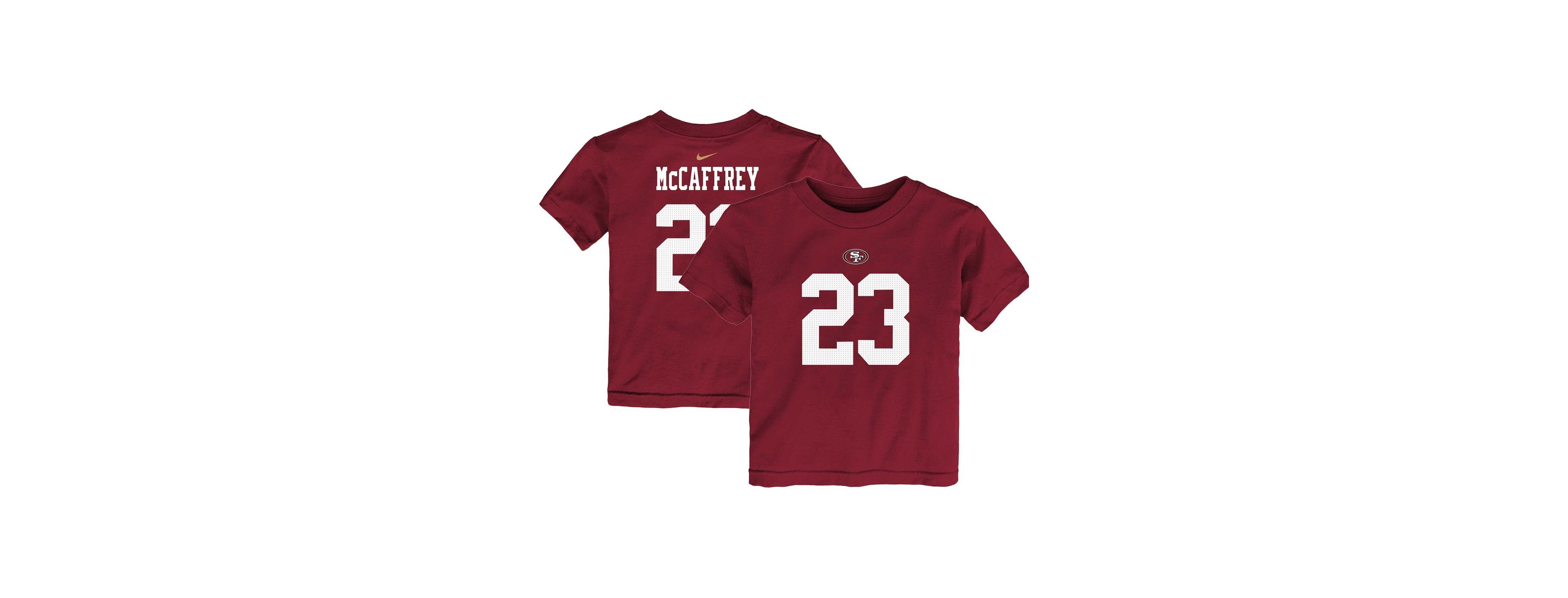Toddler Boys and Girls Nike Christian McCaffrey Scarlet San Francisco 49ers Player Name Number T-shirt