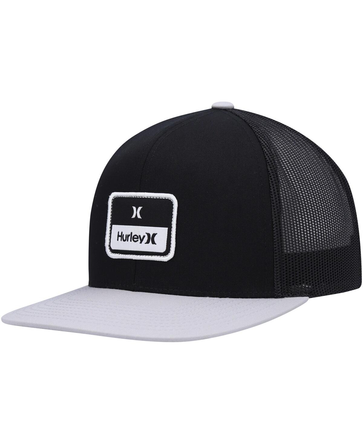 Hurley Men's  Black, White Stacked Trucker Snapback Hat In Black,white