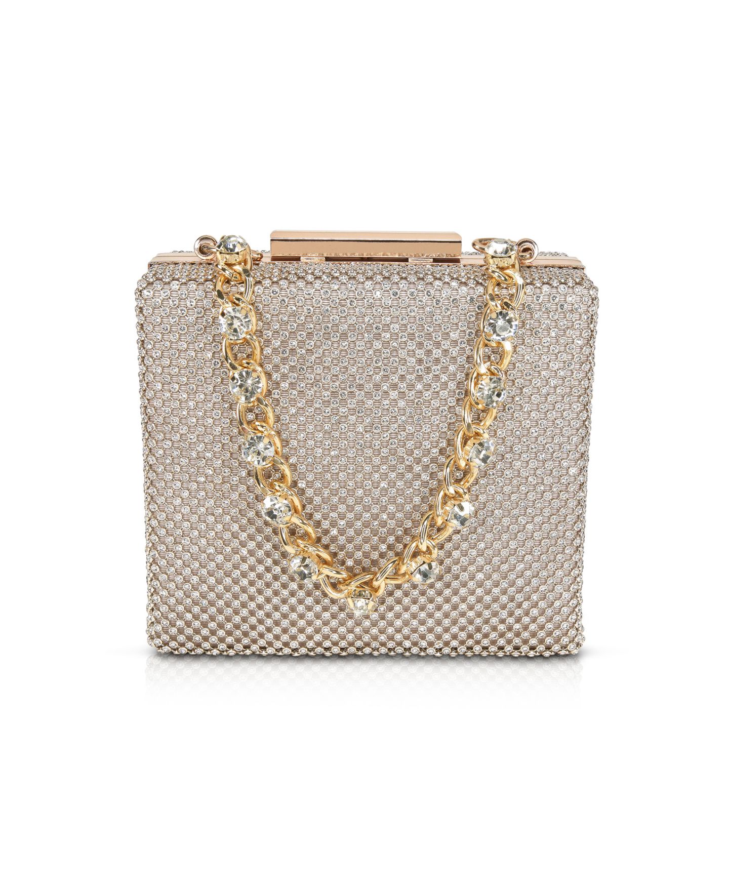 Женский клатч Jewel Badgley Mischka Billie Crystal Mini Box Clutch, цвет: Золотой — фото 1