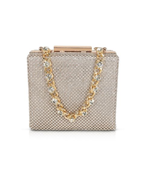 Женский клатч Jewel Badgley Mischka Billie Crystal Mini Box Clutch, цвет: Золотой