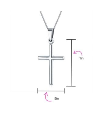 Minimalist Simple Petite Tube Small Religious Pendant Cross Necklace .925 Sterling Silver