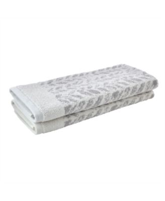Distressed Leaves Turkish Cotton 2 Piece Hand Towel Set, 26" x 16"