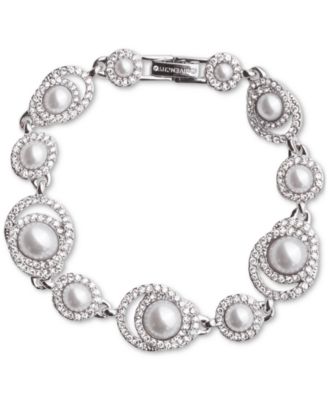 Givenchy - Silver-Tone Pav&eacute; & Imitation Pearl Circle Flex Bracelet