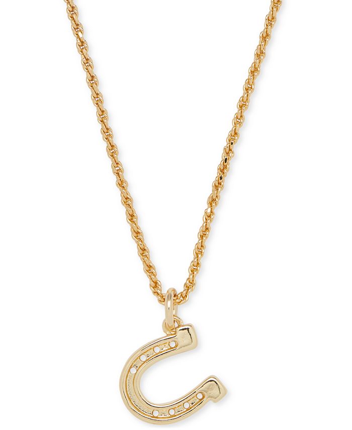 Lucky Brand Horse Shoe Pendant Necklace, 15-1/2