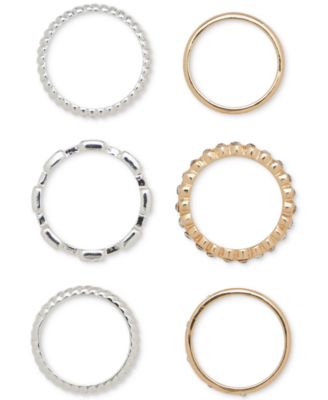 Lucky Brand - Two-Tone 6-Pc. Set Pav&eacute; Stackable Ring