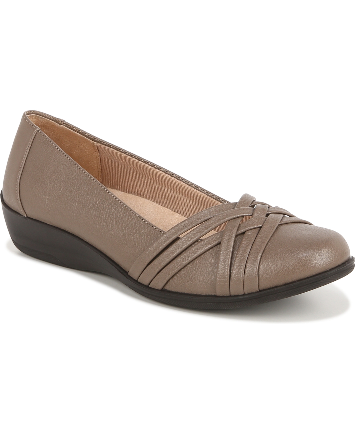 Lifestride Incredible Slip-on Flats In Beige Faux Leather