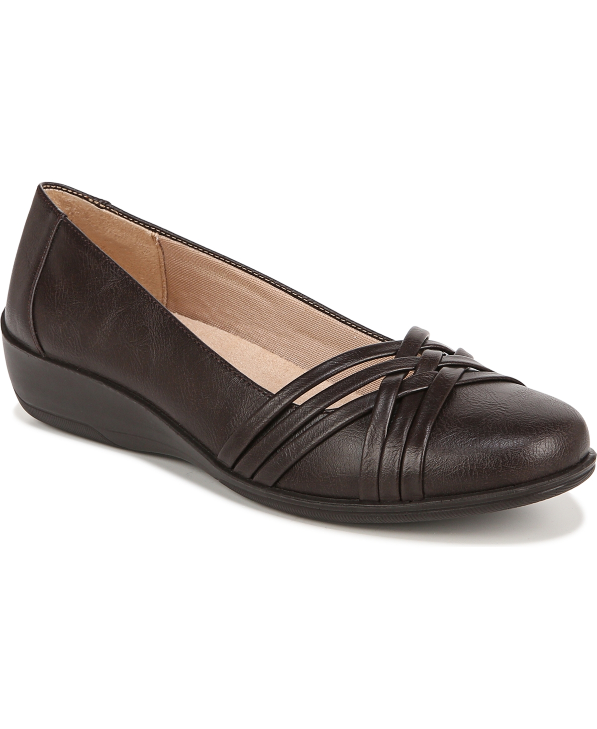 Shop Lifestride Women's Incredible Slip On Ballet Flats In Brown Faux Leather
