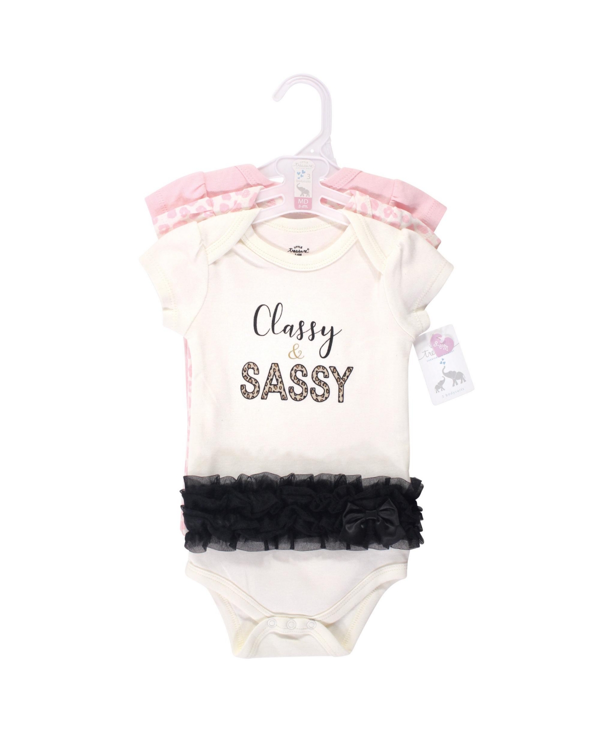 Little Treasure Baby Girls Treasure Baby Cotton Bodysuits 3pk, Classy and Sassy - Classy and sassy