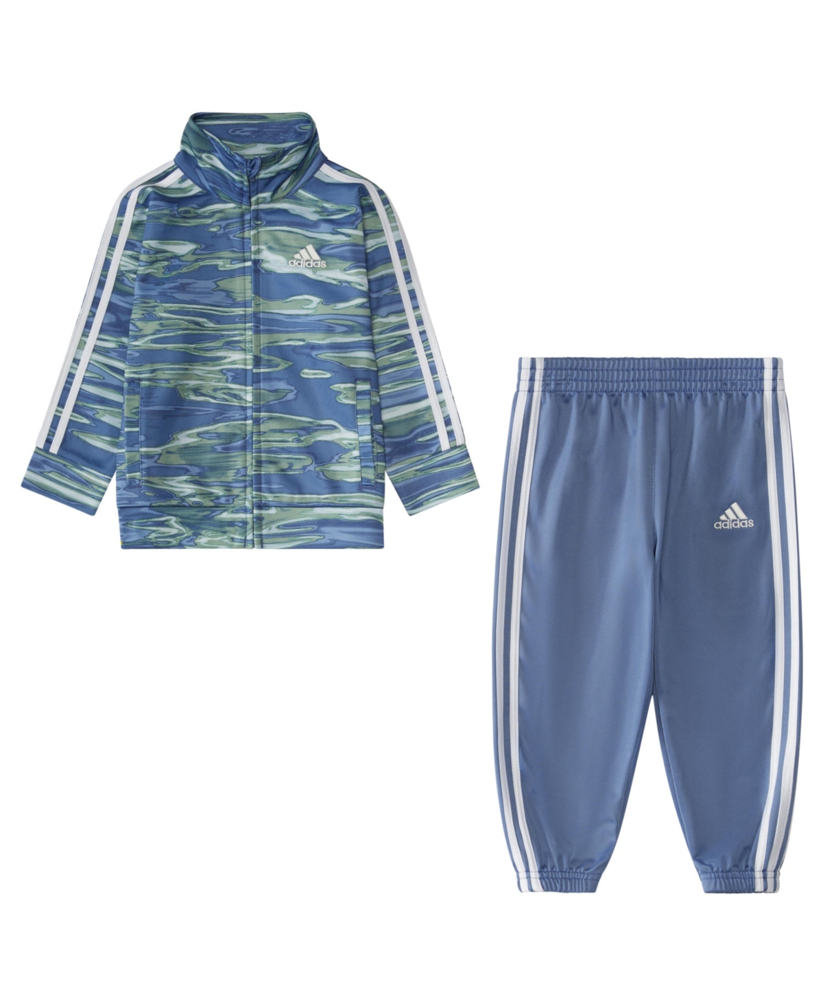 Adidas Originals Baby Boys Long Sleeve Printed Jacket Tricot Set, 2 Piece In Crew Blue
