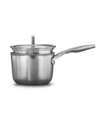 Calphalon Premier Stainless Steel Cookware, 3.5-Quart Sauce Pan with Pour and Strain Cover - Macy's