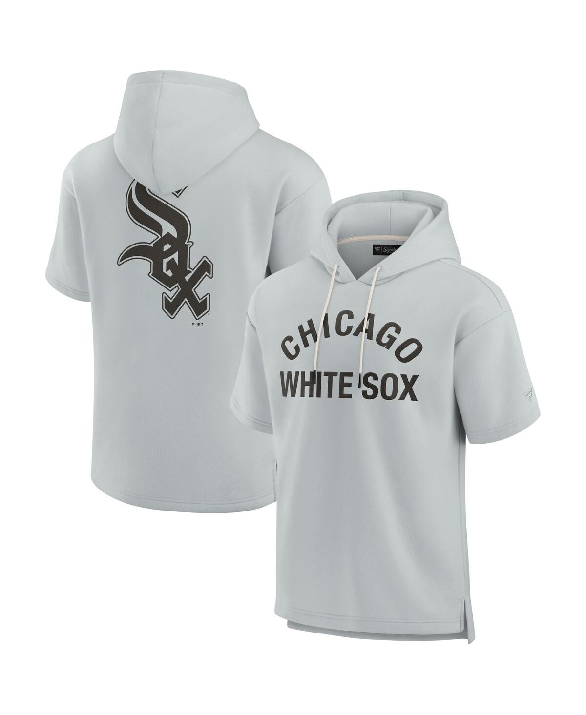 Fanatics Signature Men's And Women's  Gray Chicago White Sox Super Soft Fleece Short Sleeve Hoodie
