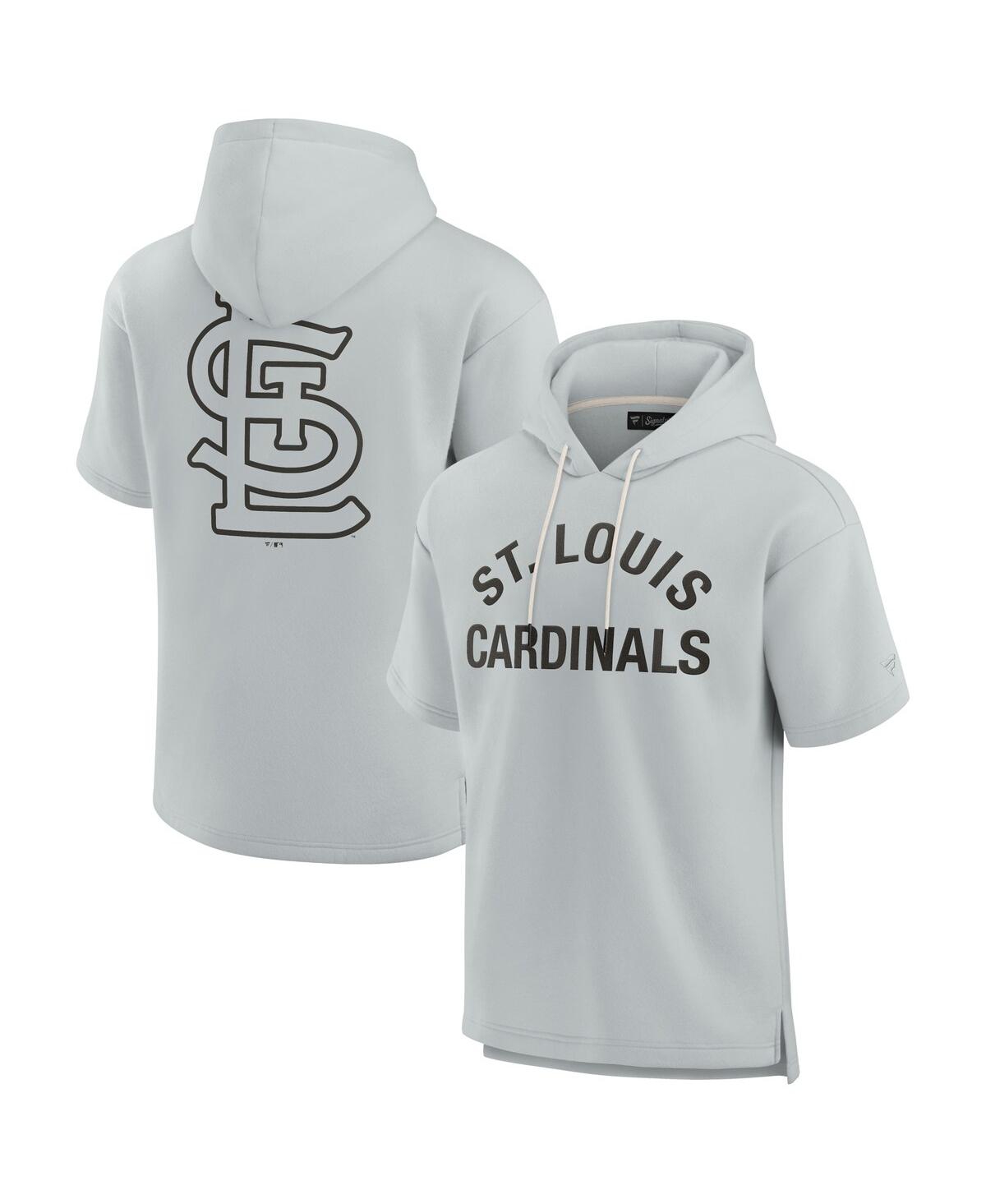 Shop Fanatics Signature Men's And Women's  Gray St. Louis Cardinals Super Soft Fleece Short Sleeve Hoodie
