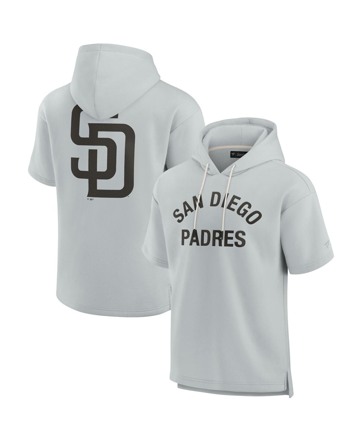 Fanatics Signature Unisex  Gray San Diego Padres Elements Super Soft Fleece Short Sleeve Pullover Hoo