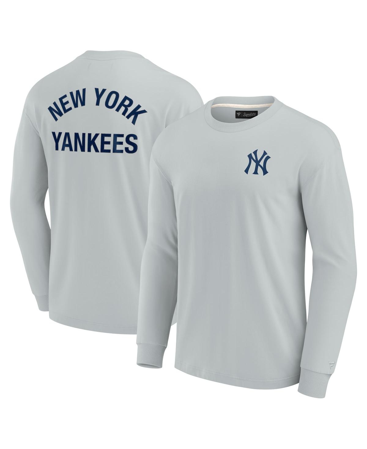 Men's and Women's Fanatics Signature Gray New York Yankees Super Soft Long Sleeve T-shirt - Gray