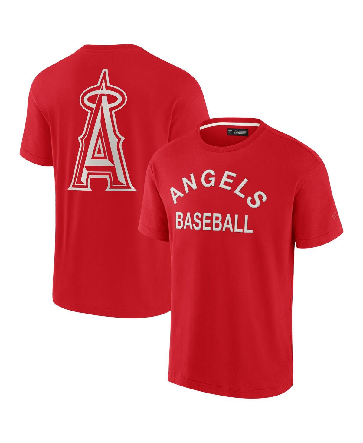 Shop Fanatics Signature Men's And Women's  Red Los Angeles Angels Super Soft Short Sleeve T-shirt