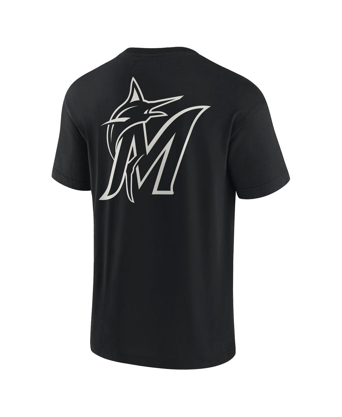 Fanatics Signature Men's And Women's  Black Miami Marlins Super Soft Short Sleeve T-shirt In Black